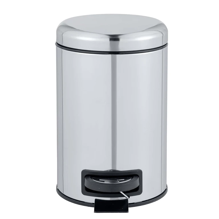 Steel Step Trash Can with Protection | Large Metal Kitchen Garbage Bin with Soft Close Lid, Foot Pedal, Round Waste Bin
