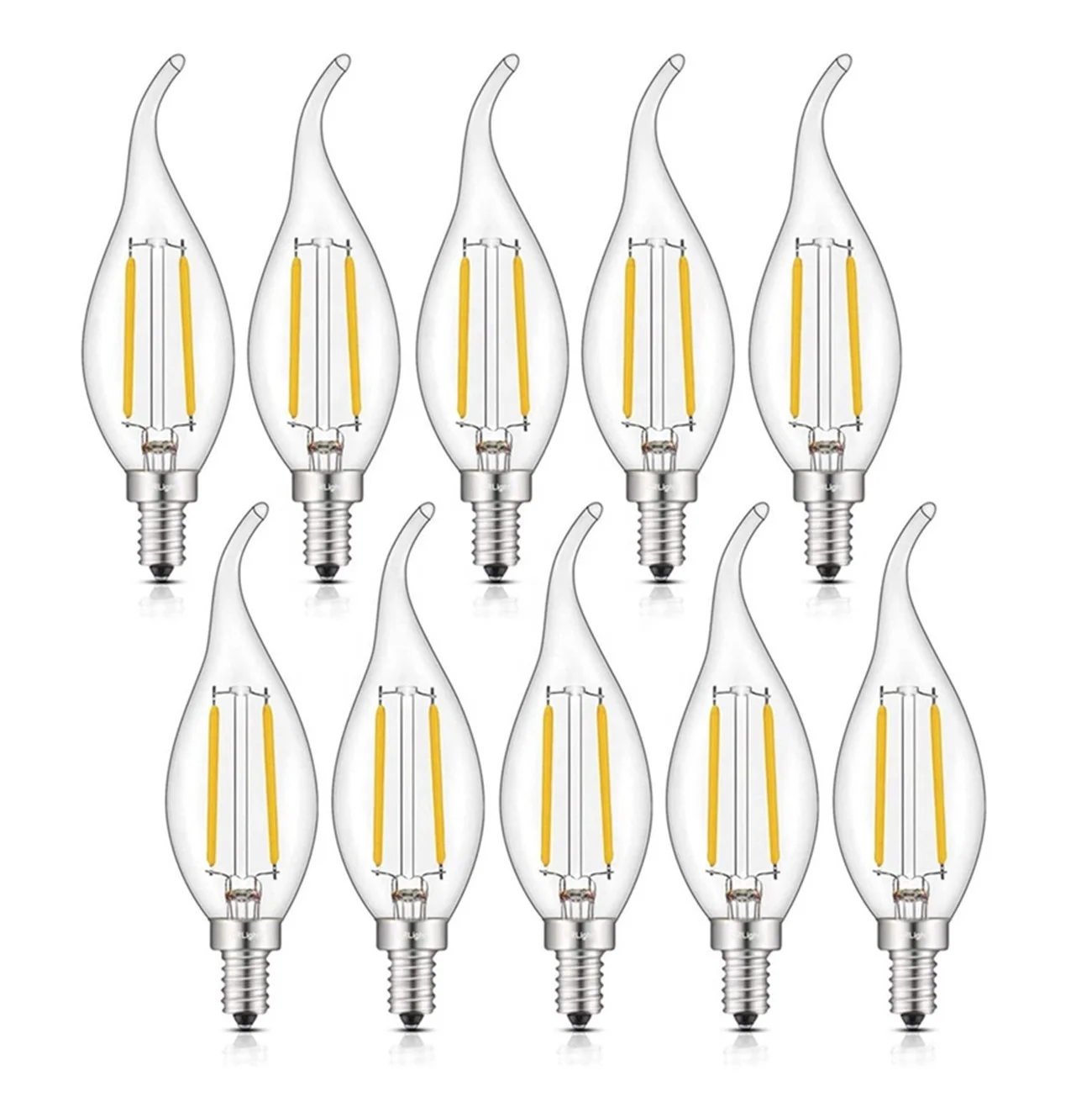 JESLED 2W 4W 6W C35T E14 E12 B12 Retro Candle Light Bulbs Edison Led Filament Bulb CA10 Candle Light Bulbs 90+CRI ETL Listed