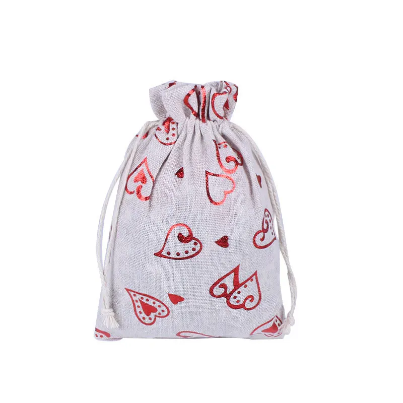10*14cm Reusable Christmas bag Decoration Supplies Gift Candy Shopping Linen Jute Cotton Canvas Tote Bag