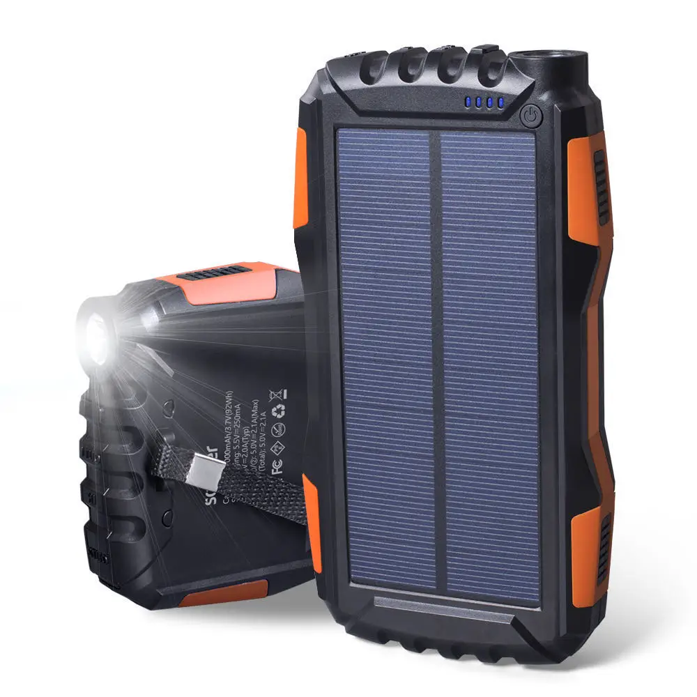 Открытый Портативный 25000 мАч power bank зарядное устройство на солнечной батареи для мобильного телефона, водонепроницаемый солнечное зарядное устройство power bank 25000 мАч портативный модуль мобильные портативные зарядные устройства