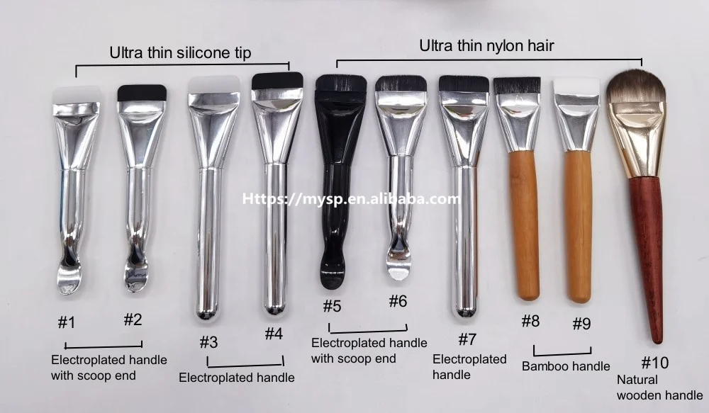 Ultra Thin Liquid Foundation Brush with Digging Spoon Handle Very Thin Flat Silicone Head Facial Mask Brush Digging Spoon
