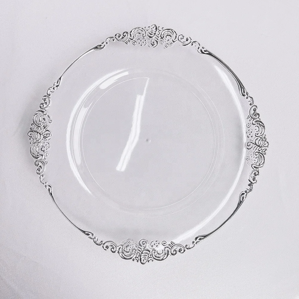 New Hot Sale Electroplating Round 13 Inch Plastic Gold Charger Plates for Wedding