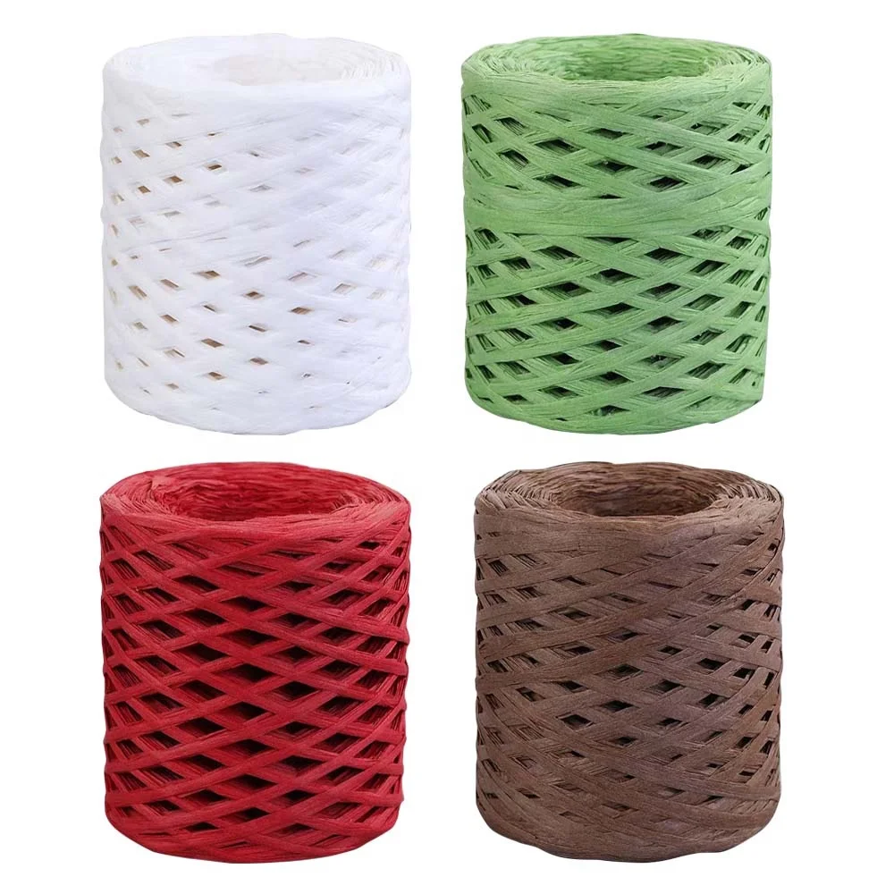 Wholesale 200M Colorful Package DIY Crafts Paper Raffia Ribbon For Gift Box Packing Party Decoration