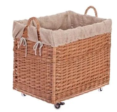 
wholesale willow sundries basket wicker shopping basket with wheel 