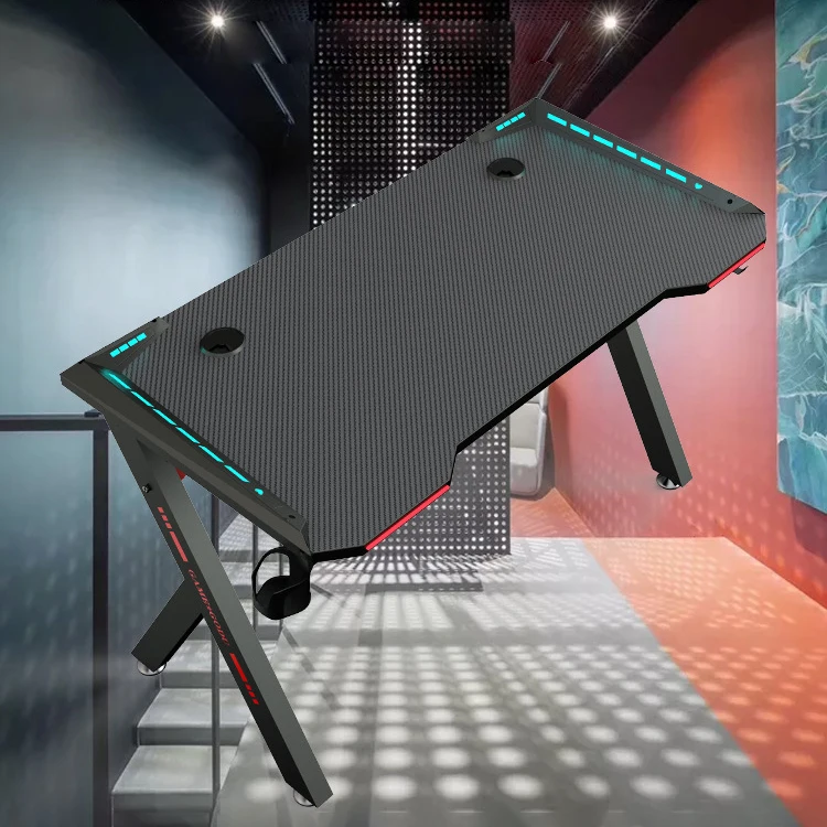 Hot sale factory Wholesale high quality modern home furniture LED RGB pc computer desk gaming table