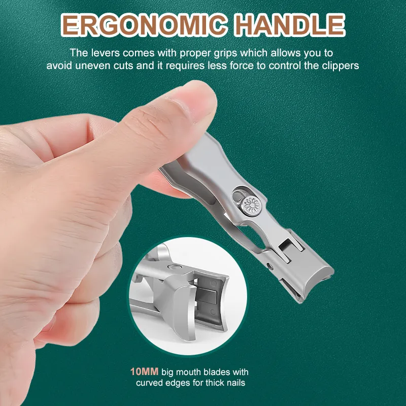 Wholesale Safety Sharp Large Toe Finger Cutters Stainless Steel Magnifier Nail Clipper Travel Beauty Tools Trimmer for Men Women
