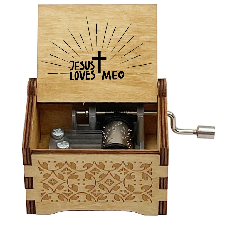 wholesale small music box custom wind up song music box Jesus loves me Over 200  Classics Tunes Free Gift Box