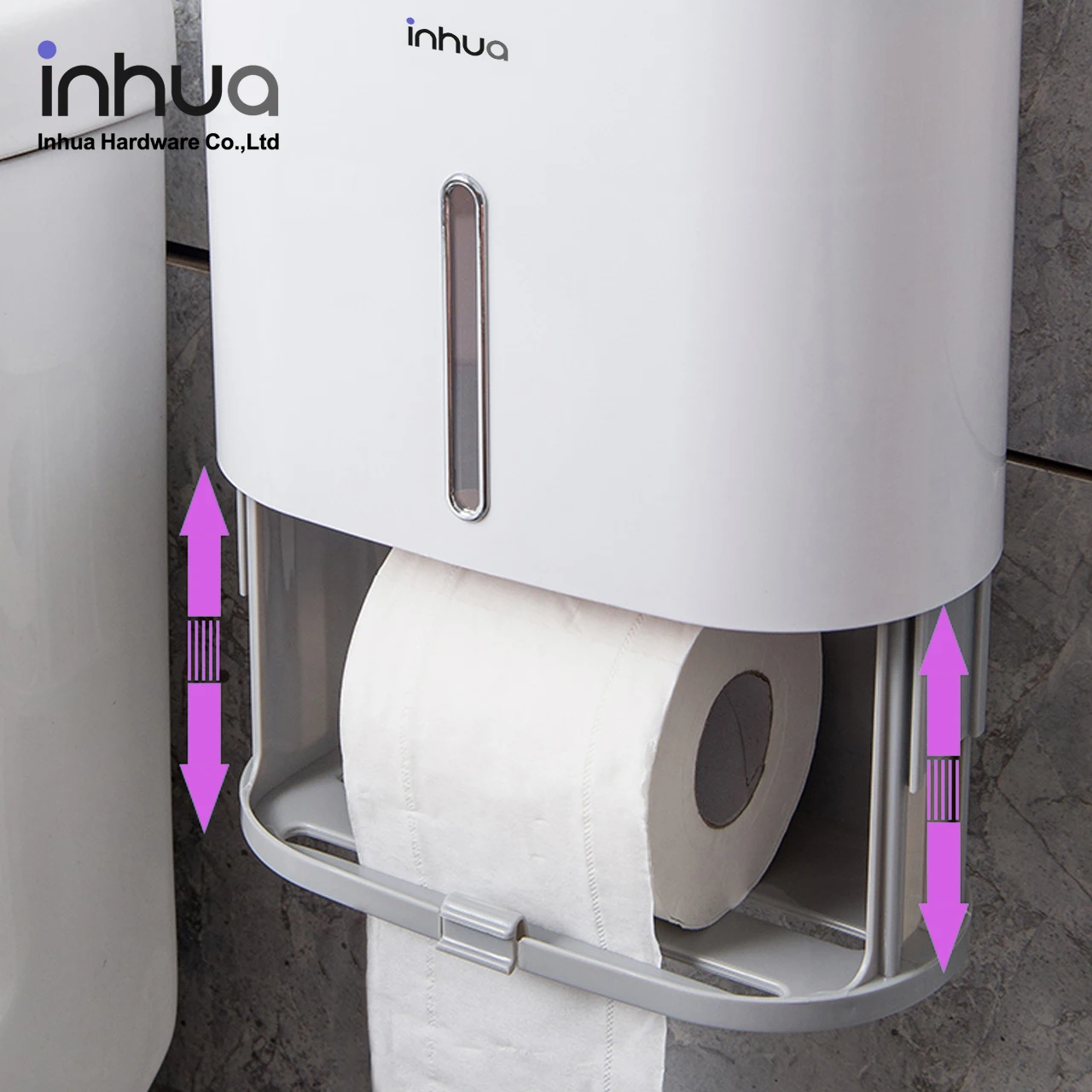 
Simple and stylish multi-purpose bathroom roll paper storage rack wall-mounted tissue box ABS material toilet paper holder 