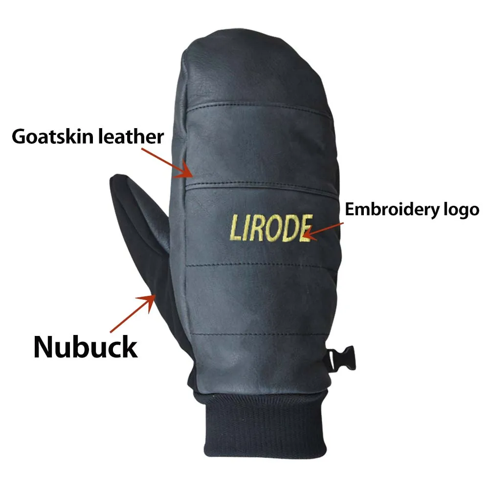 Cold Weather Waterproof Snowboarding Skiing Snow Mitts Gloves with Fingers Outdoor Winter Warm Black Ski Mittens for Men Women