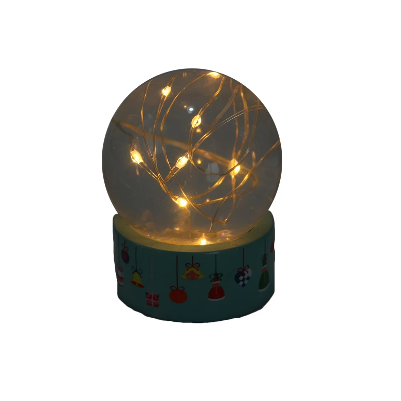 
Amazon Hot Sale Christmas Crystal Ball Colorful LED Lights Interior Snowflake Glass Water Snow Globe 