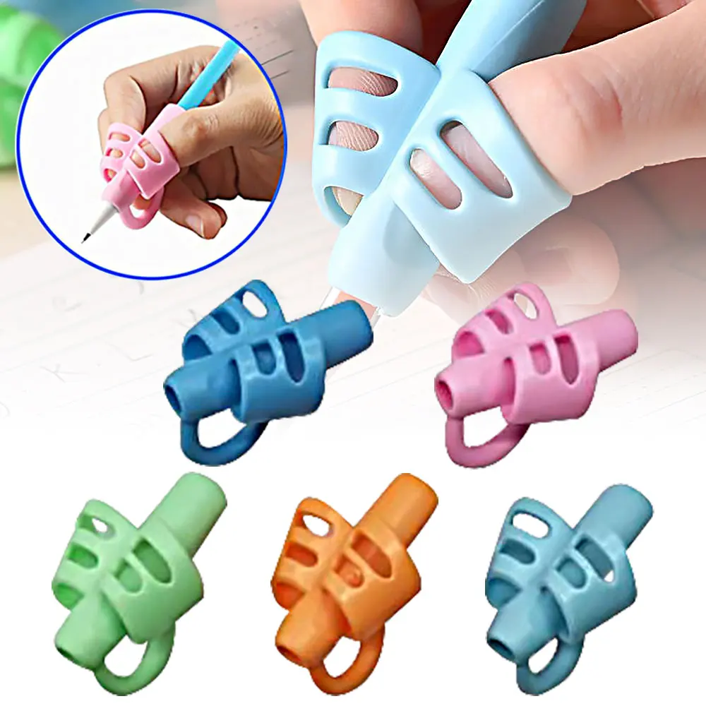 Silicone Three-Finger Children Pencil Holder Writing Aid Grip Kids Learning Pen Pencil Aid Grip Kids Writing Posture Corrector