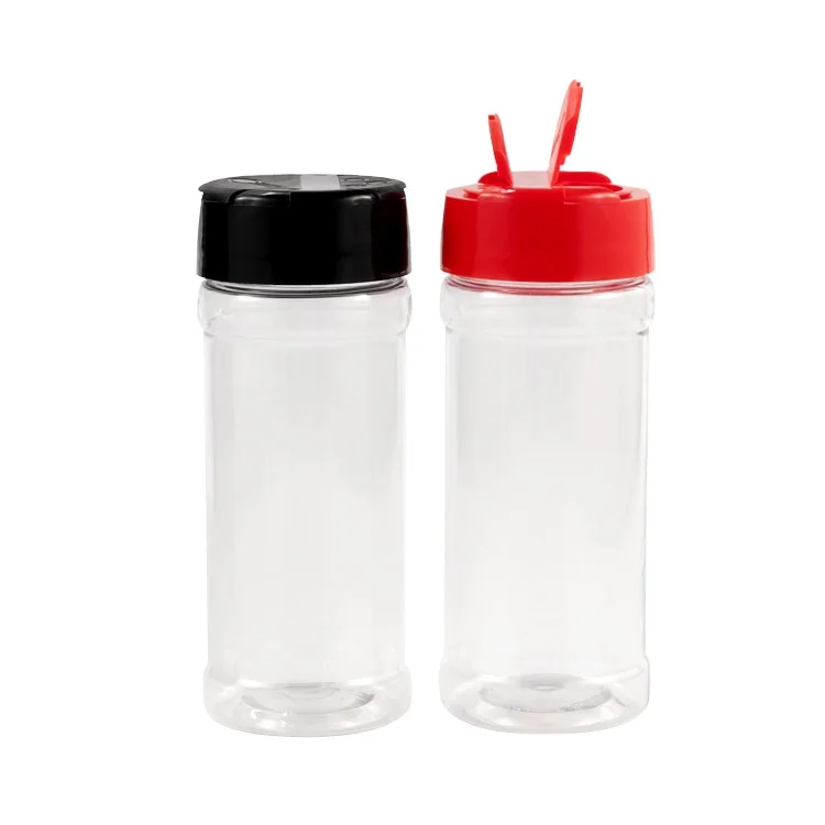 Wholesale 100ml clear plastic spice bottle seasoning packaging salt and pepper bottle with double sided lid