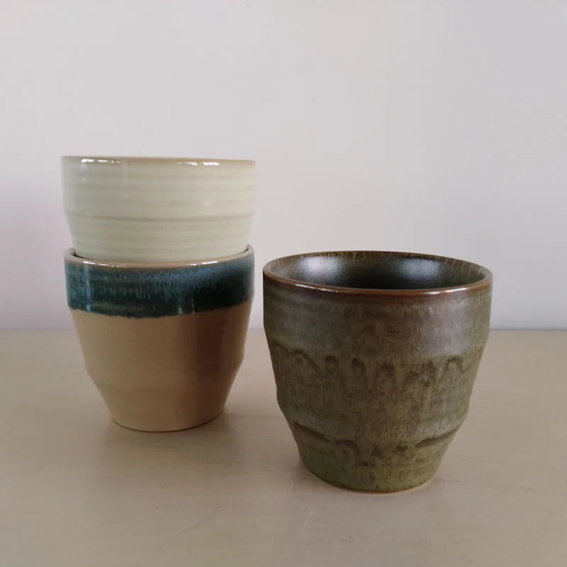 
Dehua cup ceramic 150ml embossed line cup coffee ceramic without handle japan style ceramic mug cup with reactive glaze 