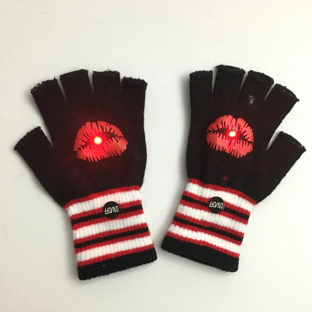 Valentines Day Knitted Mitten LED Lighted Gloves