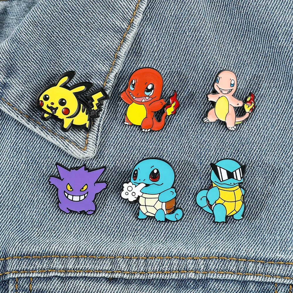 Pocket Monster Ins Style Johnny Turtle Magical Baby Fat Ding Brooch Metal Badge Bag Accessories