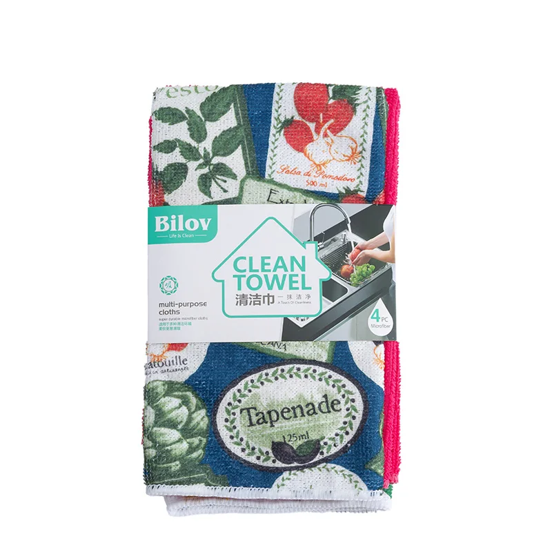 Hot selling Custom cleaning household supplies microfiber cleaning cloth Absorbent microfiber drying towel kitchen cloth 40*48cm
