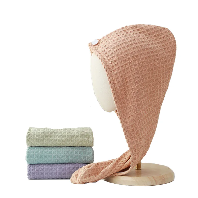 Wholesale Custom Quick Drying SPA Super Absorbent Ultra Microfiber Waffle Wrap Salon Towel Hair Turban for Women