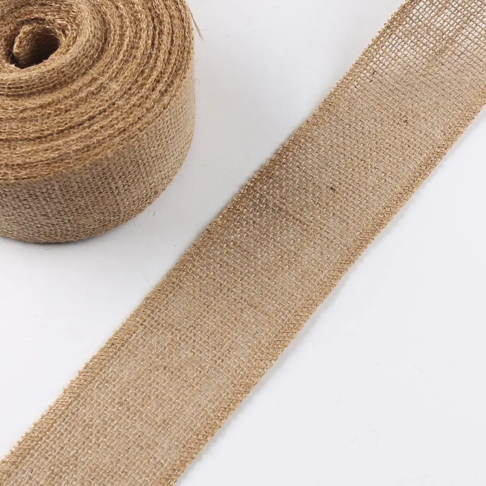 Wholesale Burlap Ribbon Tape Jute Fabric Roll Vintage Jute Ribbon For Decor