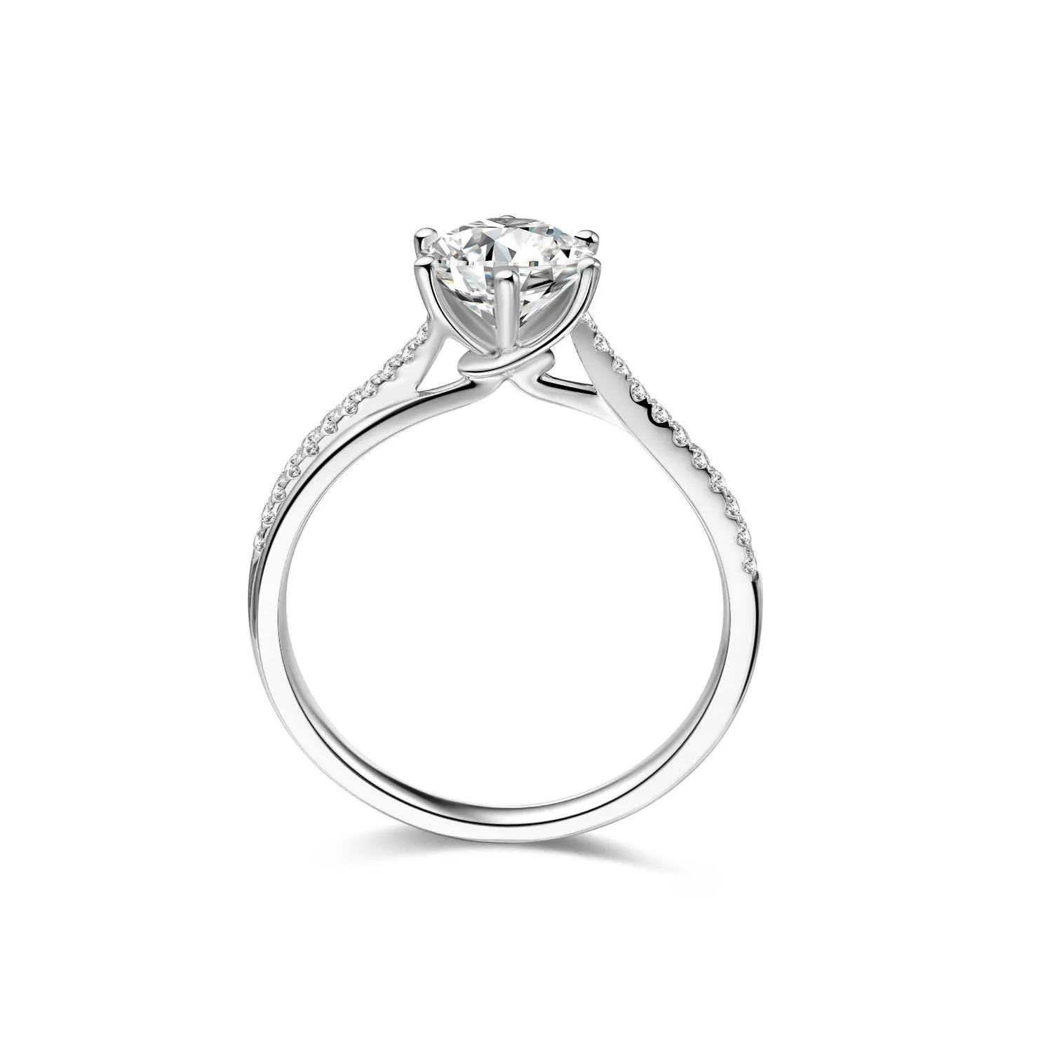 Abiding Romantic Twisted Arm 1CT Main Stone Synthetic Diamond Wedding Ring 6 Claws Design Engagement Finger Ring 18K