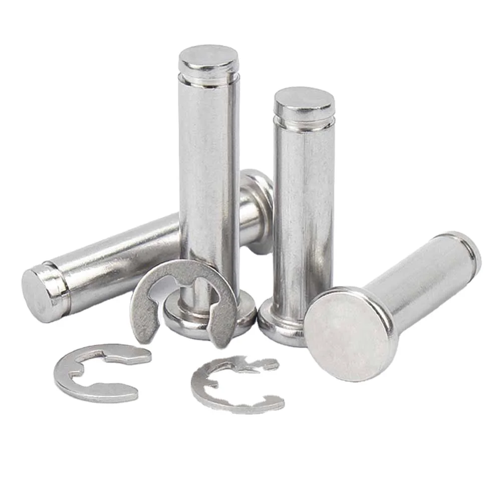 1/5pc M3 M4 M5 M6 M8 M10 M12 A2 Stainless Steel Flat Head Bearing Cylindrical Positioning Axis Roll Dowel Pin With Shaft Circlip
