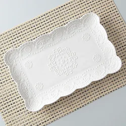 Ceramic Plate  Tableware Dish For wedding Party Restaurant Dinner Dessert Tray Dishwasher & Microwave Safe Rectangle Plate