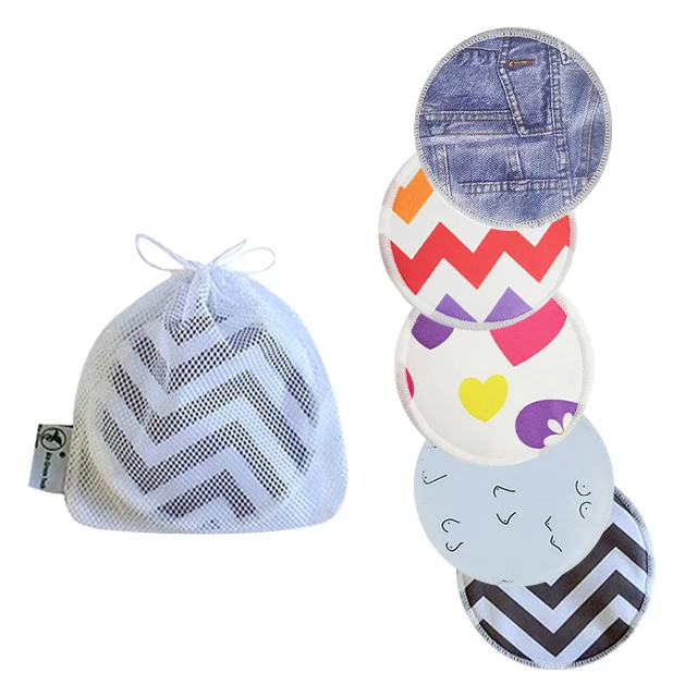 Free sample overlocking stitch breathable Washable Nursing Breast Pads