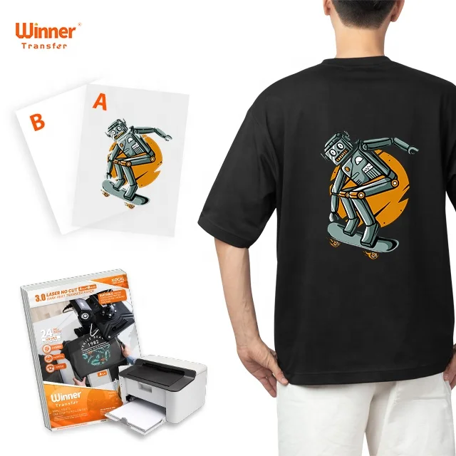 Winner Transfer opaque A film B paper laser dark no cut heat self weeding transfer paper for t-shirt
