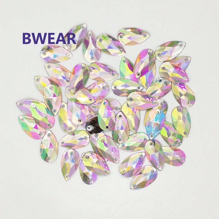 Decoration High Quality 9mm Double Hole Flat Back Resin Sew on Beads Resin stone