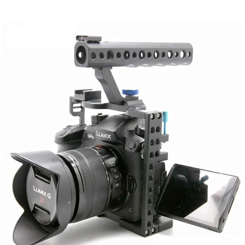 Camera Cage for Panasonic Lumix GH5 / GH5s Protective Case  Mirrorl System Cam Mounting Bracket Aluminum with Top Handle