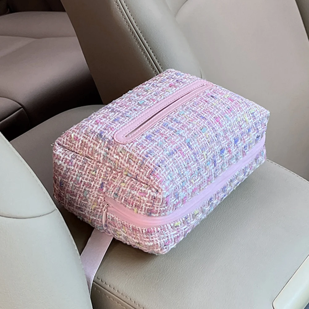 Car Tissue Box Towel Sets Tissue Box Holder Auto Interior Storage Decoration Accessories Car Sun Visor Fabric light luxury