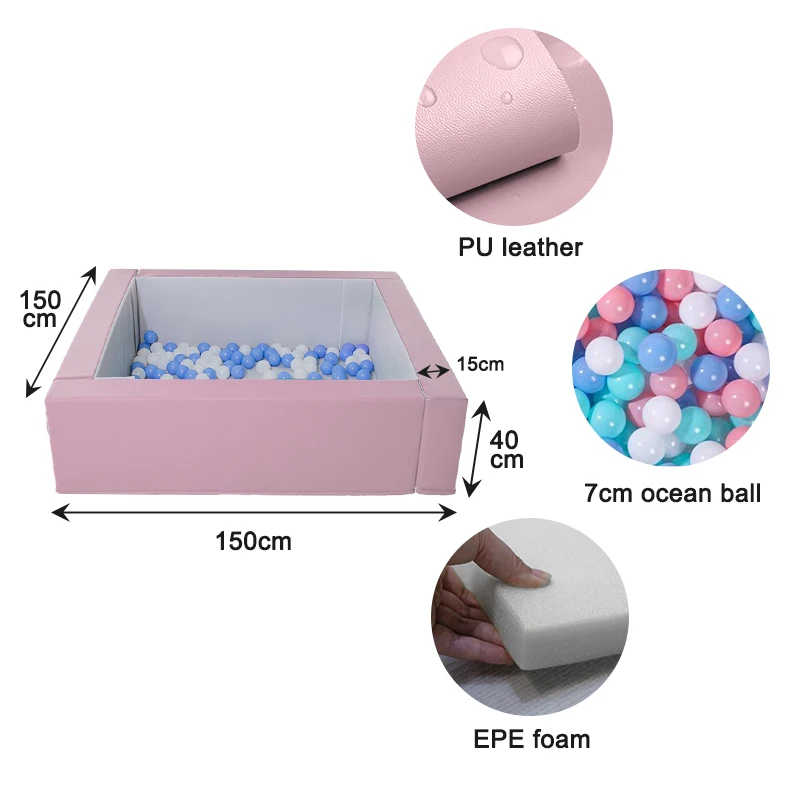 Custom Indoor Square Foam Ball Pit with Slide Soft Play Equipment for Kids for Shopping Mall Parties