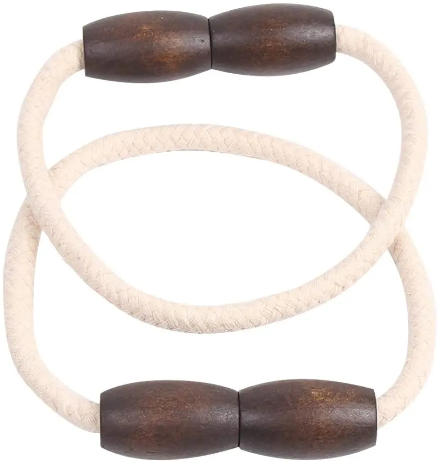 
Wooden Curtain Rope Natural Curtain Magnetic Buckle Cotton Hemp Rope 