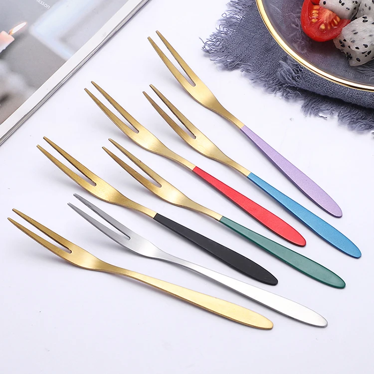  Custom Logo Mini Desserts Fork 18/8 Stainless Steel Fruit Mooncake