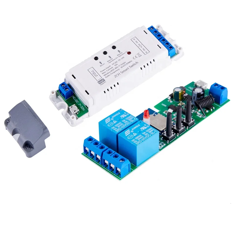 Smart DIY DC12v 24V AC85V 220V Self-locking Inching Interlock 10A Tuya 2CH Relay Switch Wireless Relay Switch WiFi Smart Module