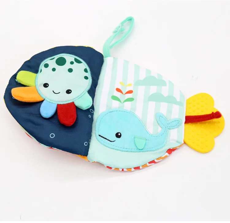 OEM Design  Cloth Book Soft Baby Books(Fishy Tails) Soft Activity Crinkle Book Toys for Early Education for Babies