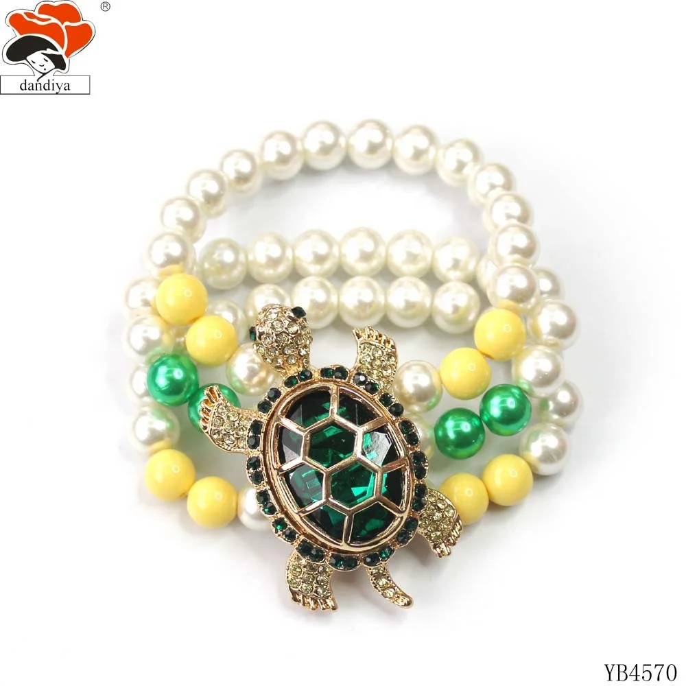 Rhinestone alloy TURTLE  tortoise lovely pearl BRACELET  Chi Eta Phi Greek Sorority &Fraternity Jewelry