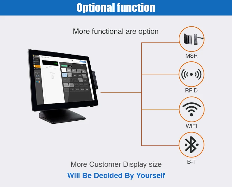 Carav Hot Sale Android Single One Screen OEM Pos Systems with Customer Display Order Machine System