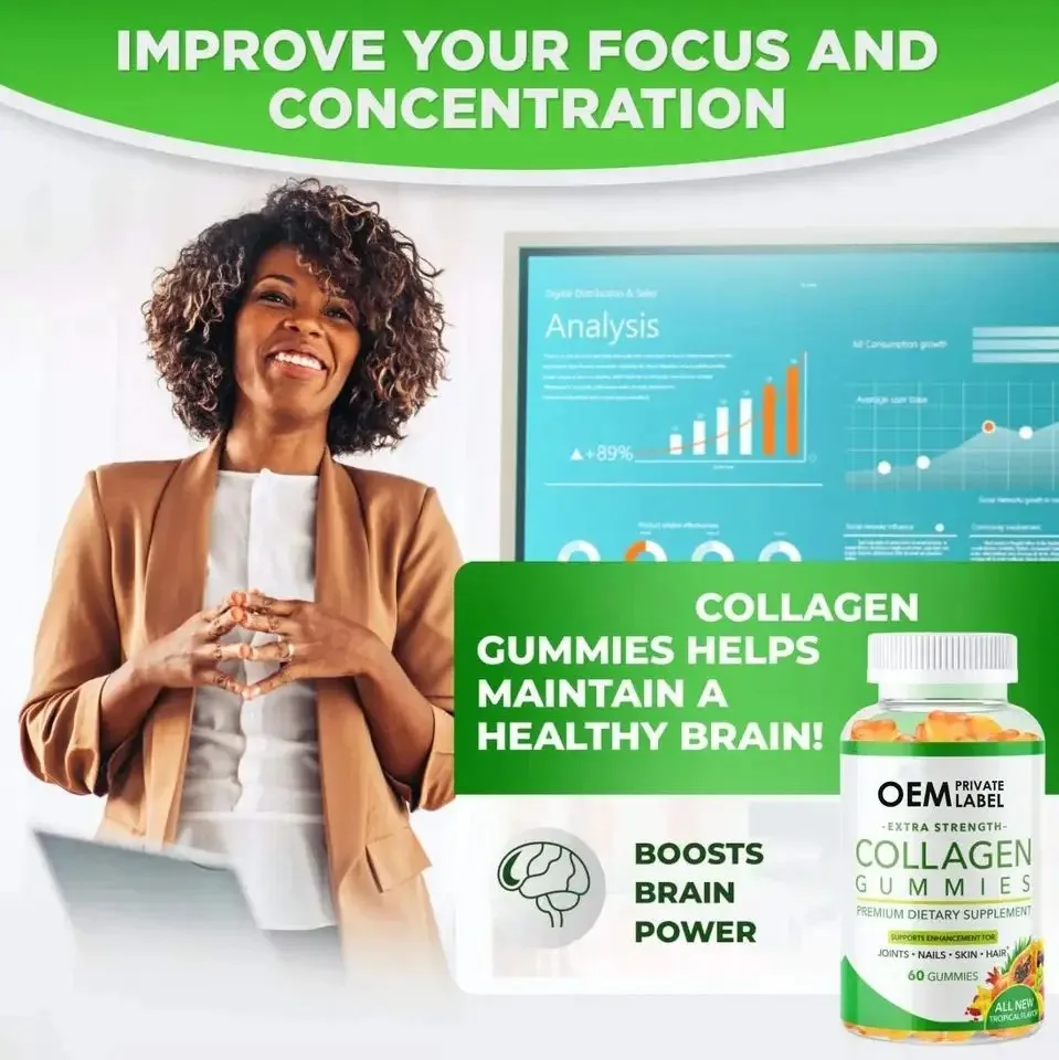 Collagen Gummies Extra Strength Premium Dietary Supplement Supports Enhancement for Joint, Hair, Skin, Nail 60 Collagen Gummy