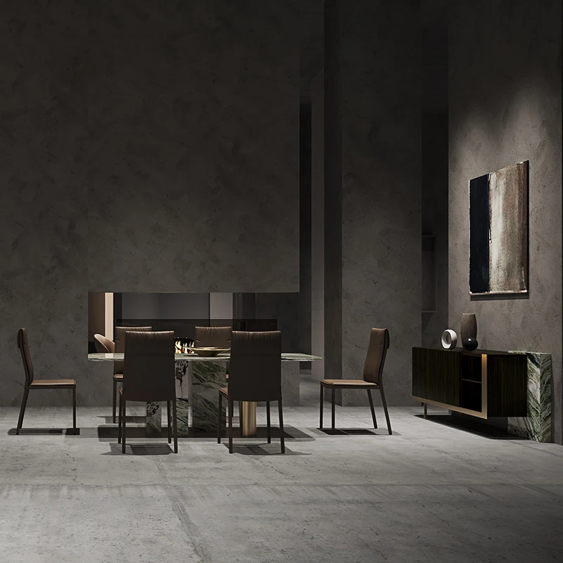 Dining Room Furniture Wooden Stainless Steel Buffet Table Cabinets Modern Luxury Marble Dining Sideboard
