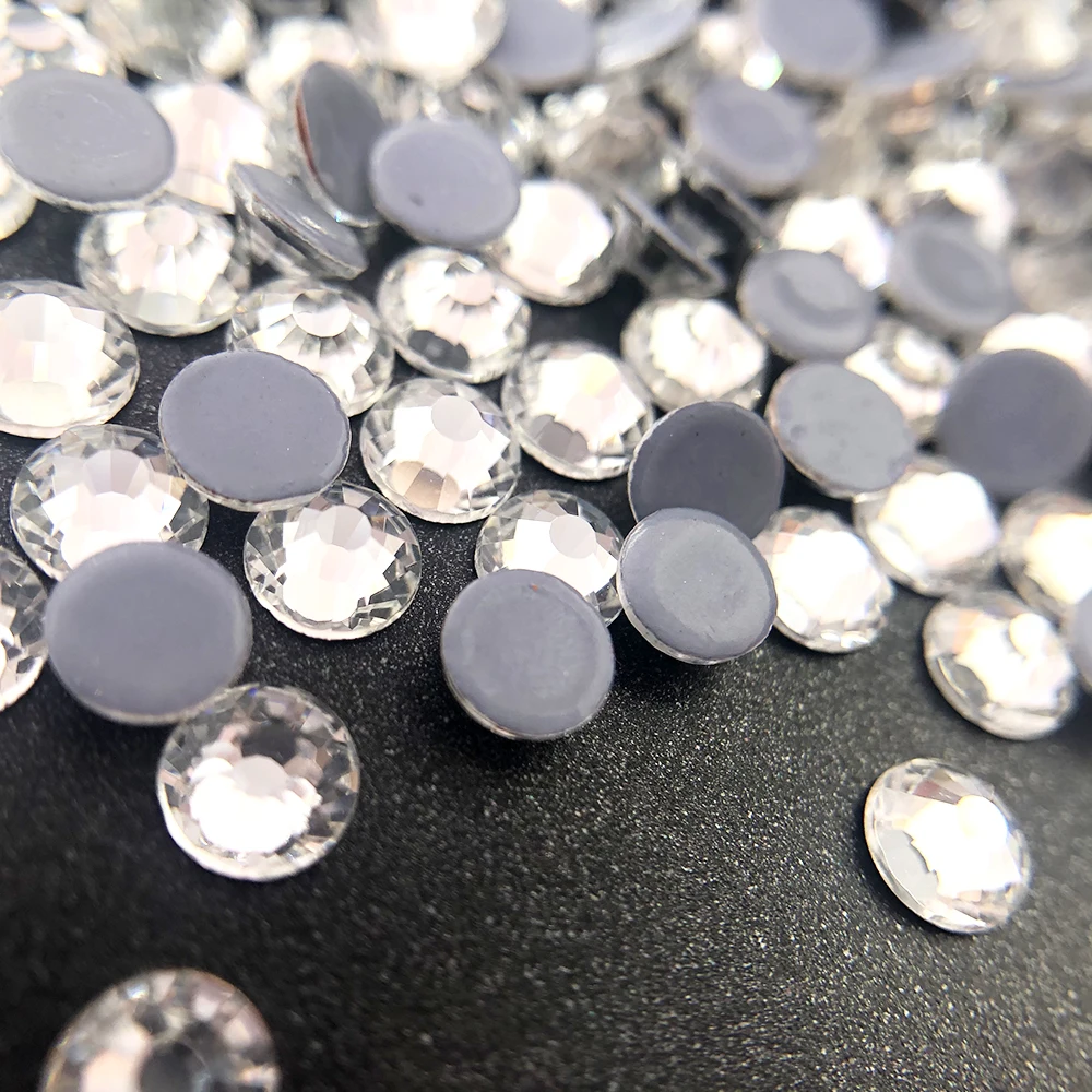 Wholesale cheap price flat back bulk hot fix pack glass rhinestone color chart