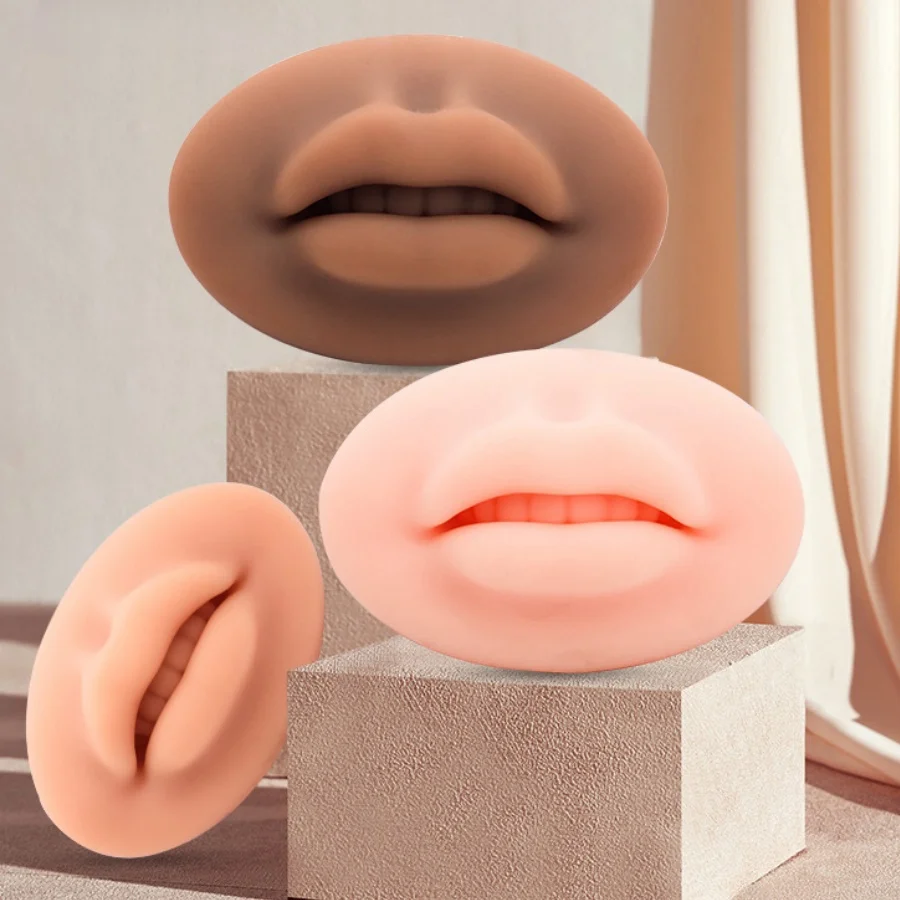 Tattoo Practice Lips Open Mouth Model Silicone Realistic Module Facial 5D Skin Cosmetic Lips Training for Permanent Makeup