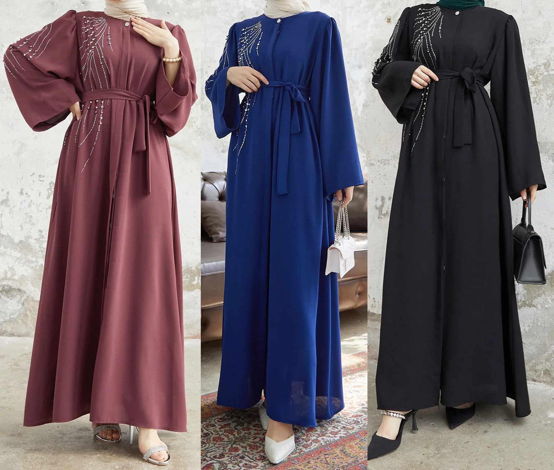 2024 Dubai Loose Abaya Long Dress Muslim Islamic Clothing for Women Plus Size Elegant Dress Dress Polyester Black Abaya Adults