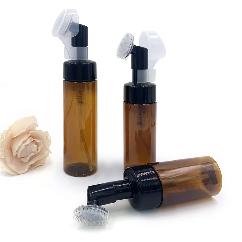 30 diameter White black clear amber Cleanser Scrub Foam bottle Massage silicone brush foam applicator bottles