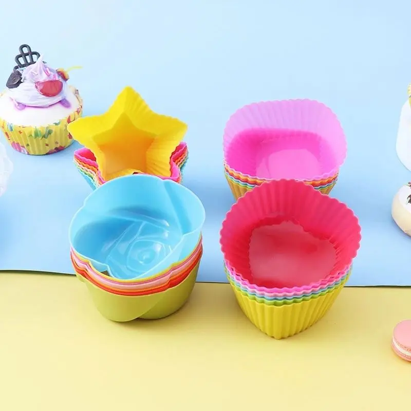 Silicone Material Muffin Cup Creative Multi-shape Cake Mold Kitchen Tool DIY Baking Mold Pudding Cake Donut Biscuit Etc R1775