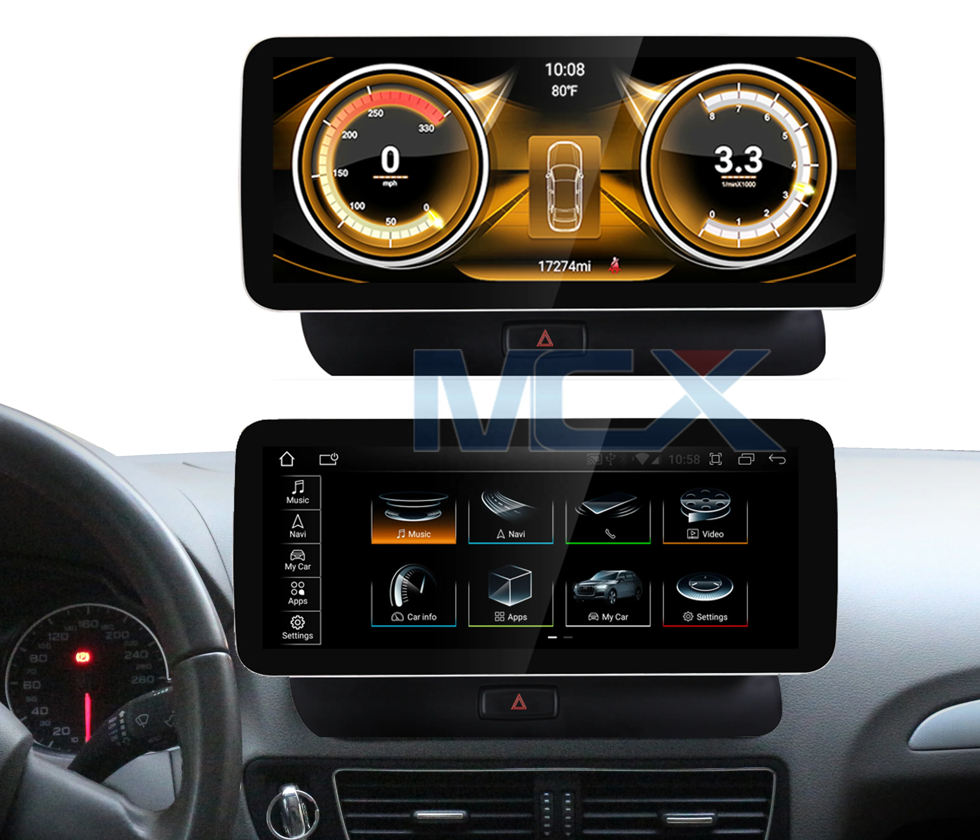 MCX Android 10 12.3 Inch Radio DVD TV Car Touch Screen Stereo Display Carplay Android For Audi Q5 SQ5 2010 2011 2013 2015 MMI