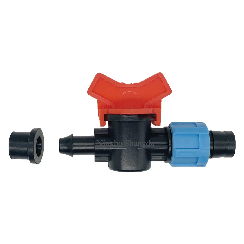 Hot Sales Red Butterfly Handle 16 MM Off-Take Drip Tape Valves For Drip Irrigation System