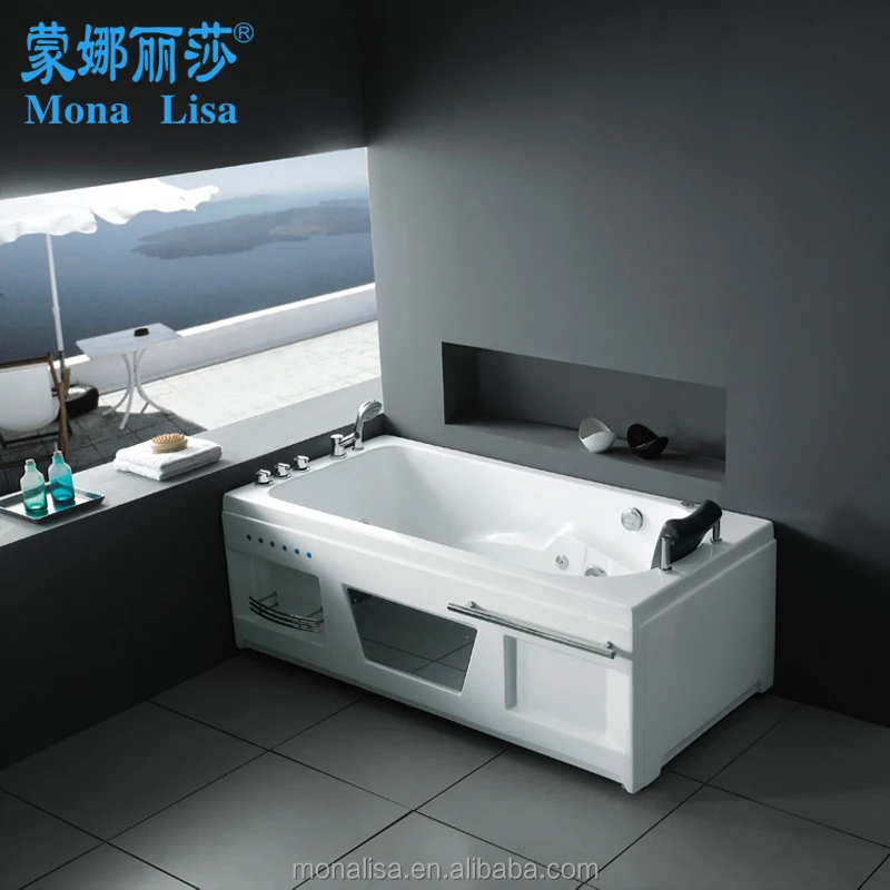Monalisa Hot Sale High Quality Corner Single Use Acrylic Bathtub with Seat Massage Whirlpool with Towel Hanging Rod M-2006 White