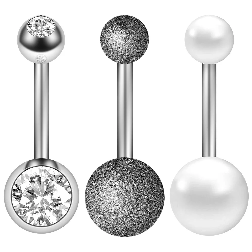 2024 Fashion Stainless Steel Navel Ring 6-Piece Set Opal Nail Body Piercing Jewelry Belly Button Nail Set