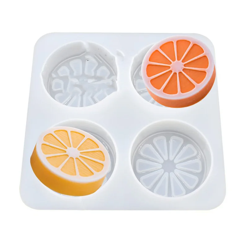 Diy 4 Even Orange Orange Silica Gel Mold Four Hole Lemon Soap Mold Silica Gel Cake Manual Soap Mold