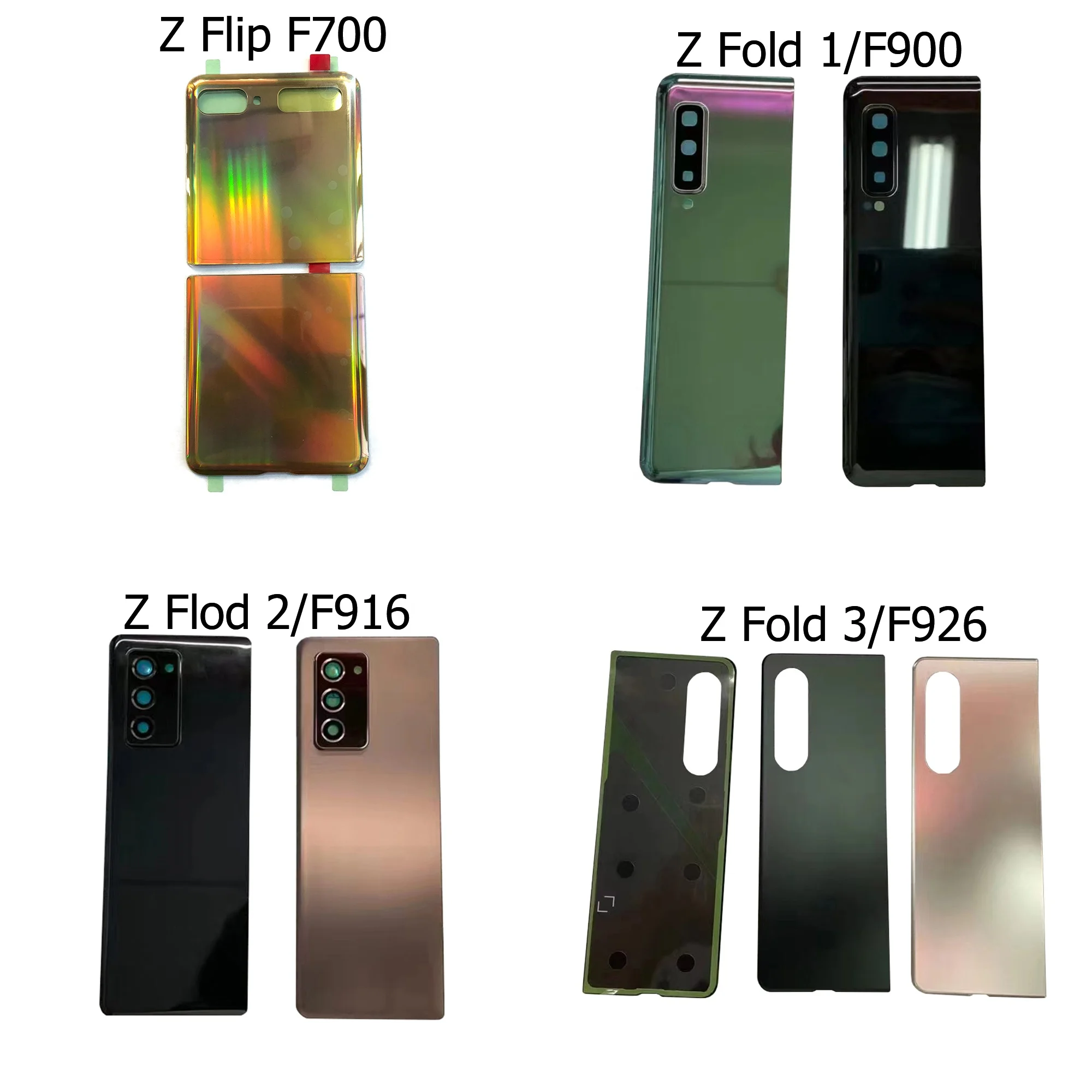 Battery Back Cover For Samsung Galaxy Z Flip Fold 1 2 3 F700 F900 F916 F926 F7070 Rear Glass Panel Housing Case
